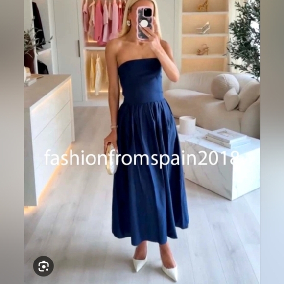 Zara Dresses & Skirts - Zara Strapless Poplin Dress